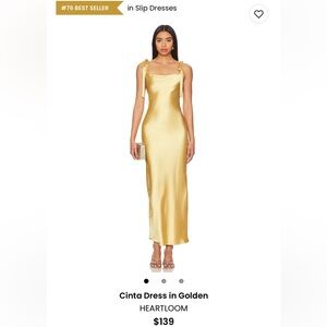 REVOLVE Golden Satin Slip Maxi Dress NWT